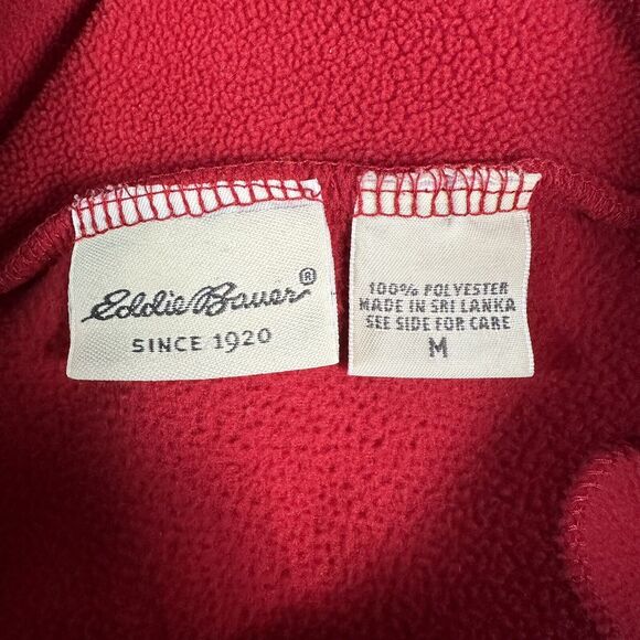 Eddie Bauer Mens Size Medium Red 1/4 Zip Fleece Sweatshirt Lightweight Jacket - Picture 5 of 8